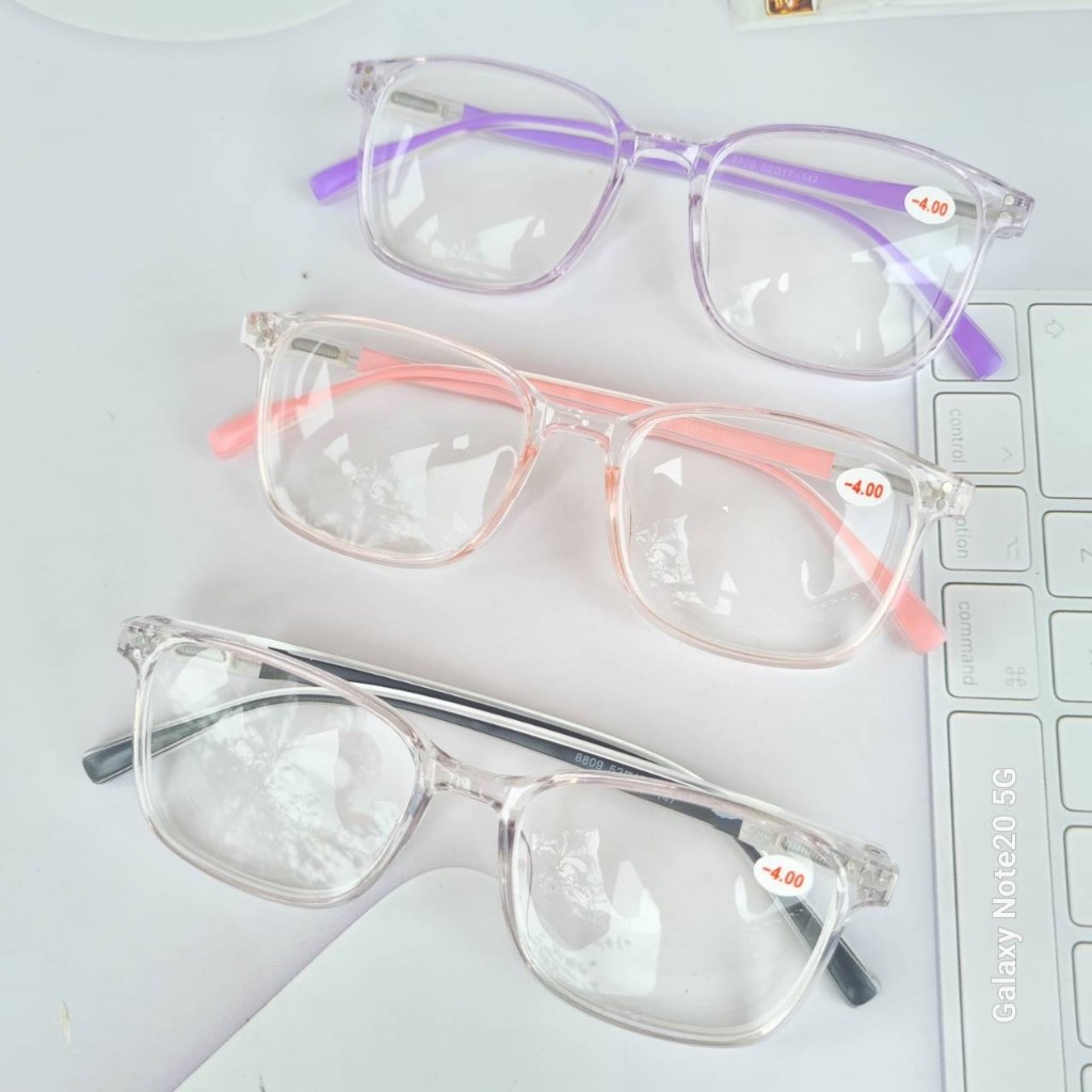 แว่นสายตาสั้นขาสปริง ทรงเหลี่ยม กรอบพลาสติก 8809C
