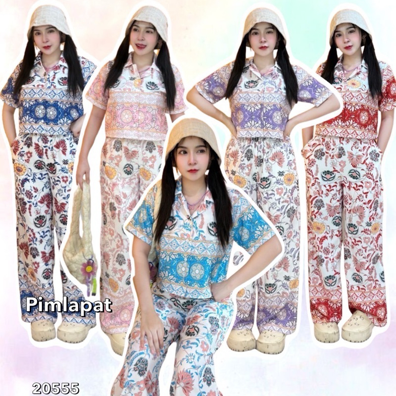 🔶🔶 FF20555🔶🔶 ชุดเซทลายไทยเสื้อเชิ้ตแขนสั้นสวยมากค่ะพร้อมส่ง