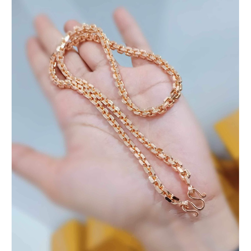 สร้อยคอโบราณ ลายคชกิจแบบเหลี่ยม หนัก 2บาท ความยาวสั่งได้ งานเกรดพรีเมี่ยม มีใบรับประกัน
