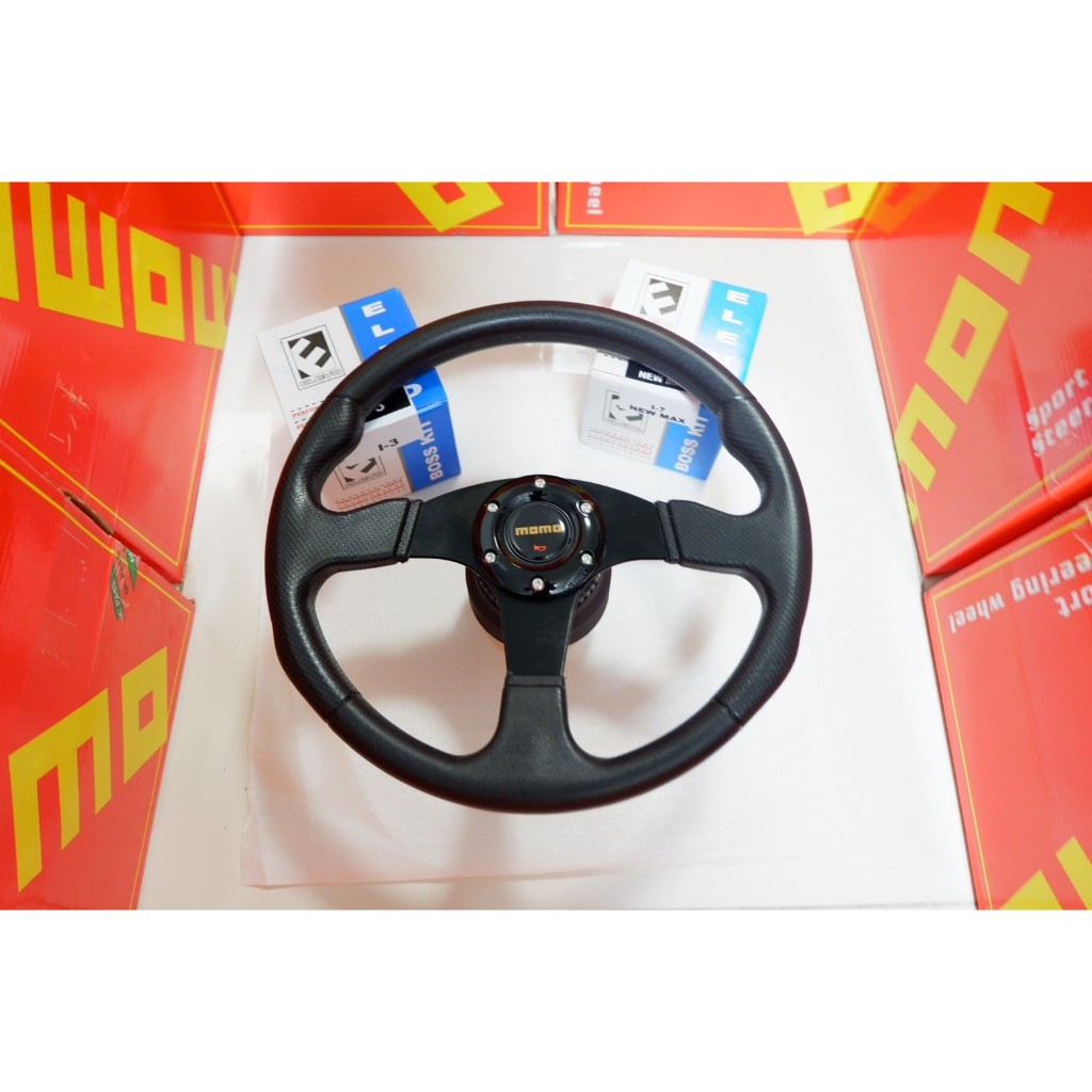 พวงมาลัยรถแต่ง momo ก้านไม่ยกก 14 นิ้ว  มิตซู  รุ่นเก่า  พร้อมคอ ตรงรุ่น Lancer 92-95 E-Car, แชมป์, 