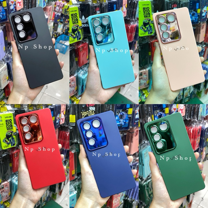 เคสกำมะหยี่สีพื้น ขอบโครเมี่ยม สำหรับรุ่นViVO V27(5G)/V27Pro(5G) พร้อมส่งในไทย