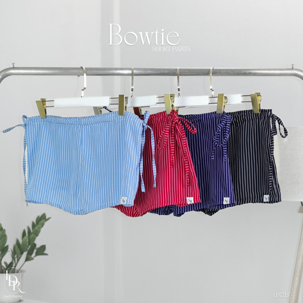 ซื้อ Bowtie Short Pants  กางเกงขาสั้นผูกโบว์ด้านข้าง มีโบว์น่ารัก 2 ข้าง ผูกเอวได้จริง [UDNV UN218s]