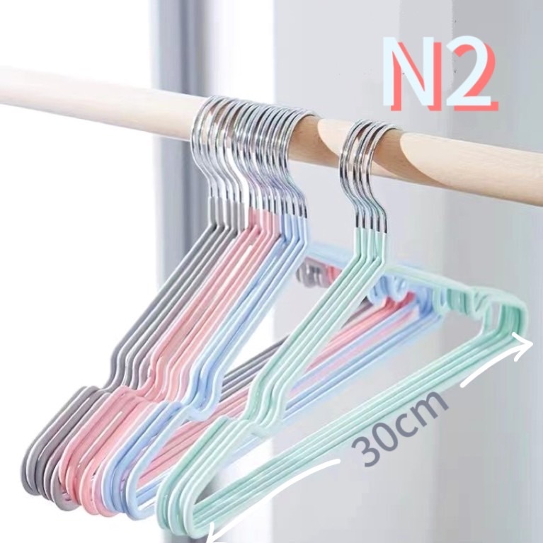 Cudy ไม้แขวนเสื้อสแตนเลสเคลือบซิลิโคนแพค 10 ชิ้น ขนาด 30 cm. รุ่น.N2