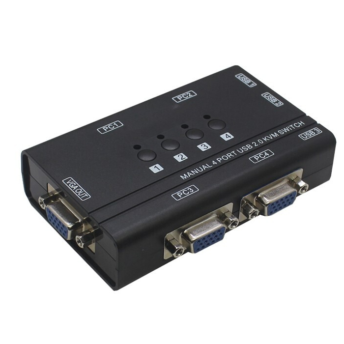 KVM Switch 4 Port USB พร้อมสาย KVM 4เส้น