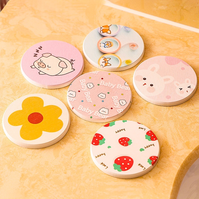 ที่รองแก้วน้ำ 10 x 10ซม ที่รองแก้ว ลายการ์ตูนน่ารัก ทนความร้อน ซึมซับน้ำไว