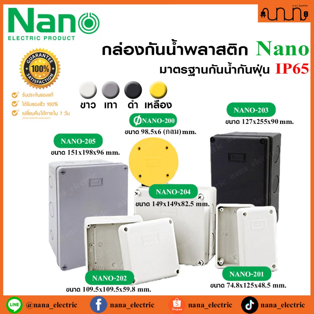 กล่องกันน้ำพลาสติก Nano แท้ % มาตรฐานกันน้ำกันฝุ่น IP65 สีขาว,สีเทา,สีเหลือง (มีให้เลือก 6 ขนาด) – โปรปัง