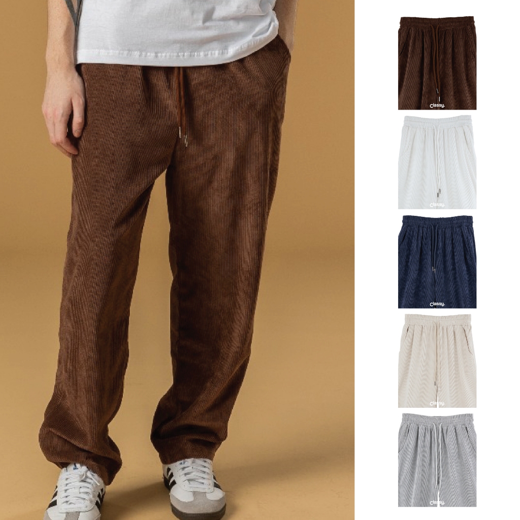 Classy - กางเกงลูกฟูก ขายาว เอวยืด รุ่น Corduroy Pants