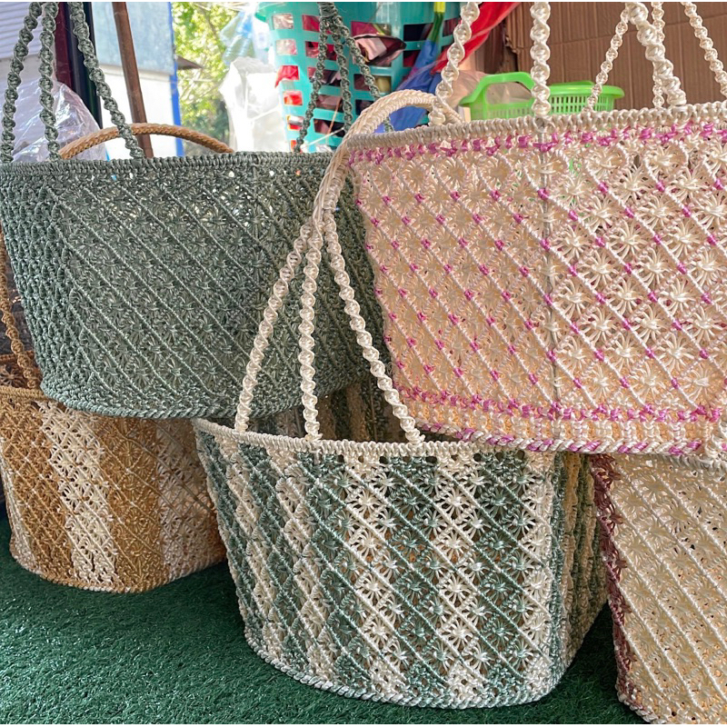 ตะกร้าทำบุญตะกร้าสานเชือกป่านมะนิลา ขนาดใหญ่