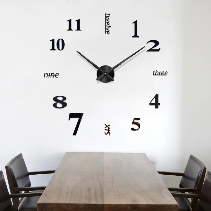 นาฬิกาติดผนัง ขนาดจัมโบ้ 3D DIY Clock ขนาดใหญ่ สติกเกอร์ อะคริลิค พร้อมส่ง มินิมอล โมเดิร์น