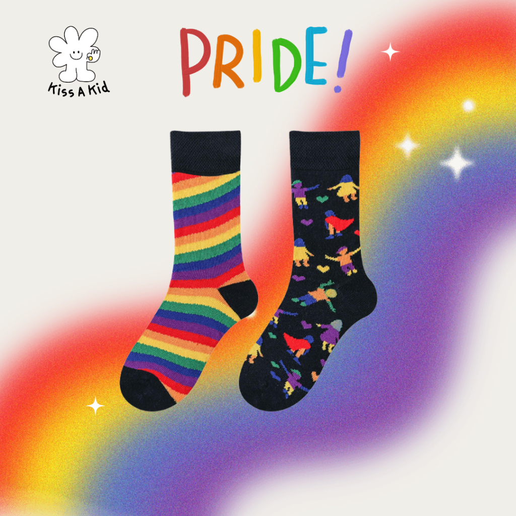 kiss.a.kid ถุงเท้าเด็กแฟชั่น ข้อสูง : ลาย pride