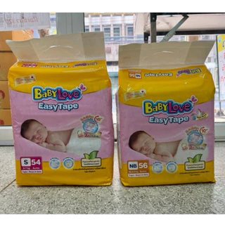 ผ้าอ้อมเด็กเบบี้เลิฟ อีซี่ แบบเทปกาวขนาด ไซน์ S 54ชิ้น และ Newborn56ขิ้น