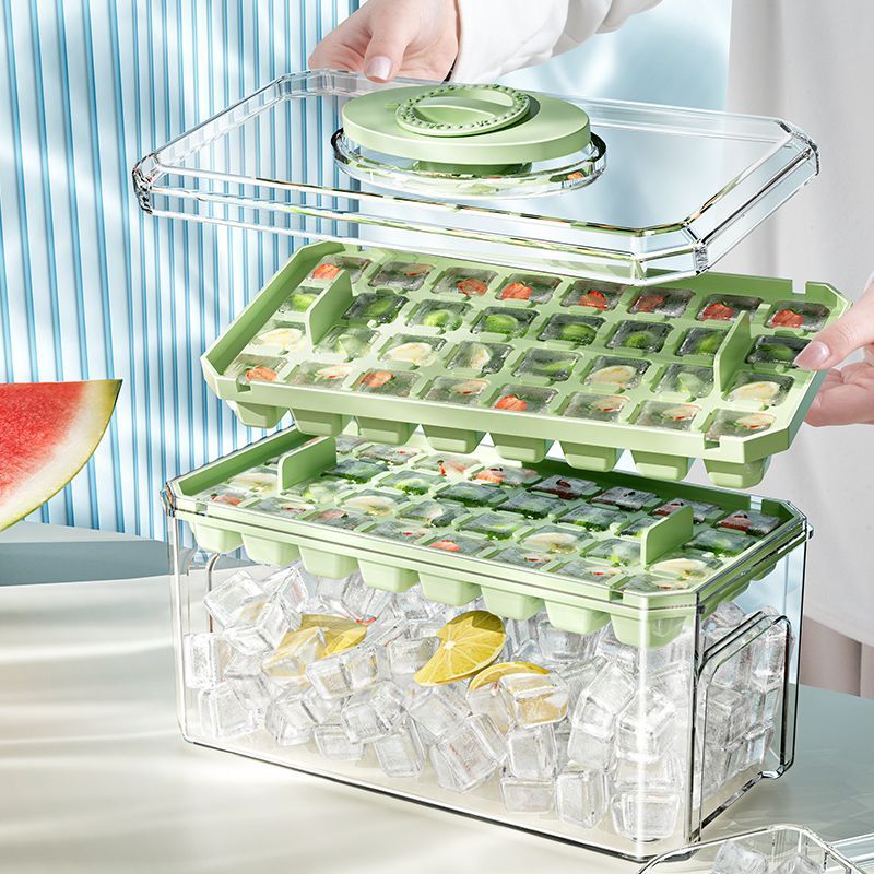 ice storage box กล่องทำน้ำแข็งพร้อมฝาปิด 1 ชั้น 2 ชั้น Ice Box แม่พิมพ์น้ำแข็ง ถาดรองน้ำแข็ง Free ice scoop