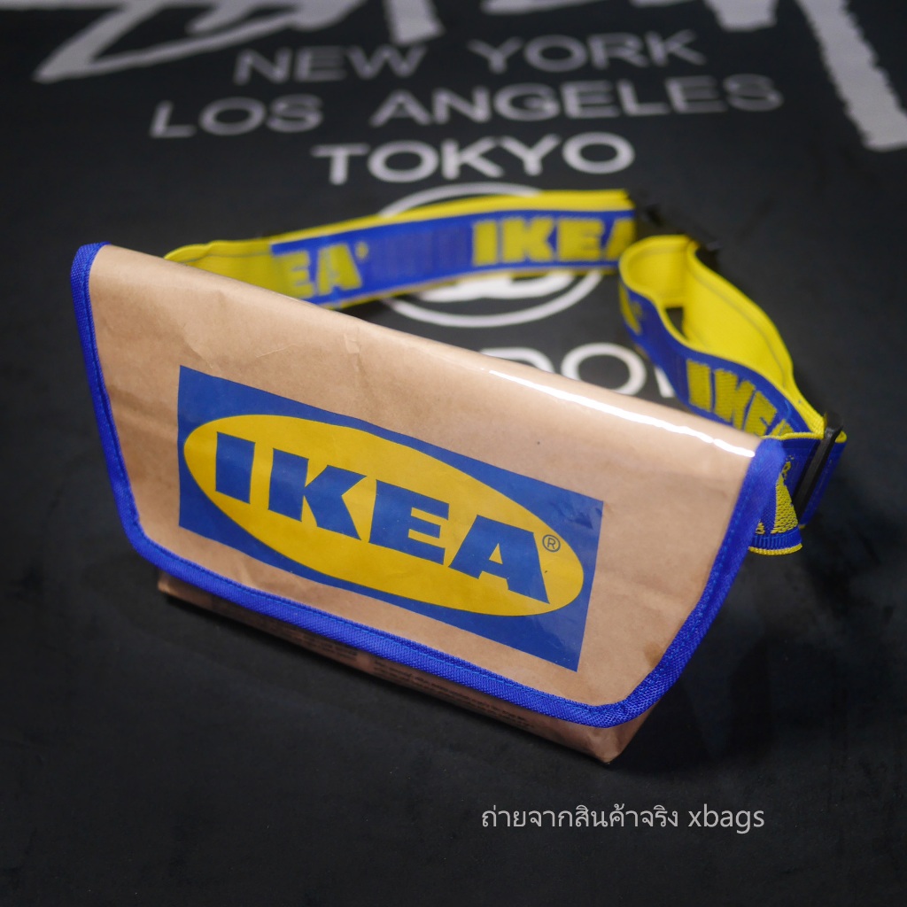 IKEA (ผ้ากระดาษหนา) Remake bag กระเป๋าคาดอก ขนาดไซส์เล็ก กำลังดี อยู่ทรง ผ้าใบเคลือบพลาสติกกันน้ำ
