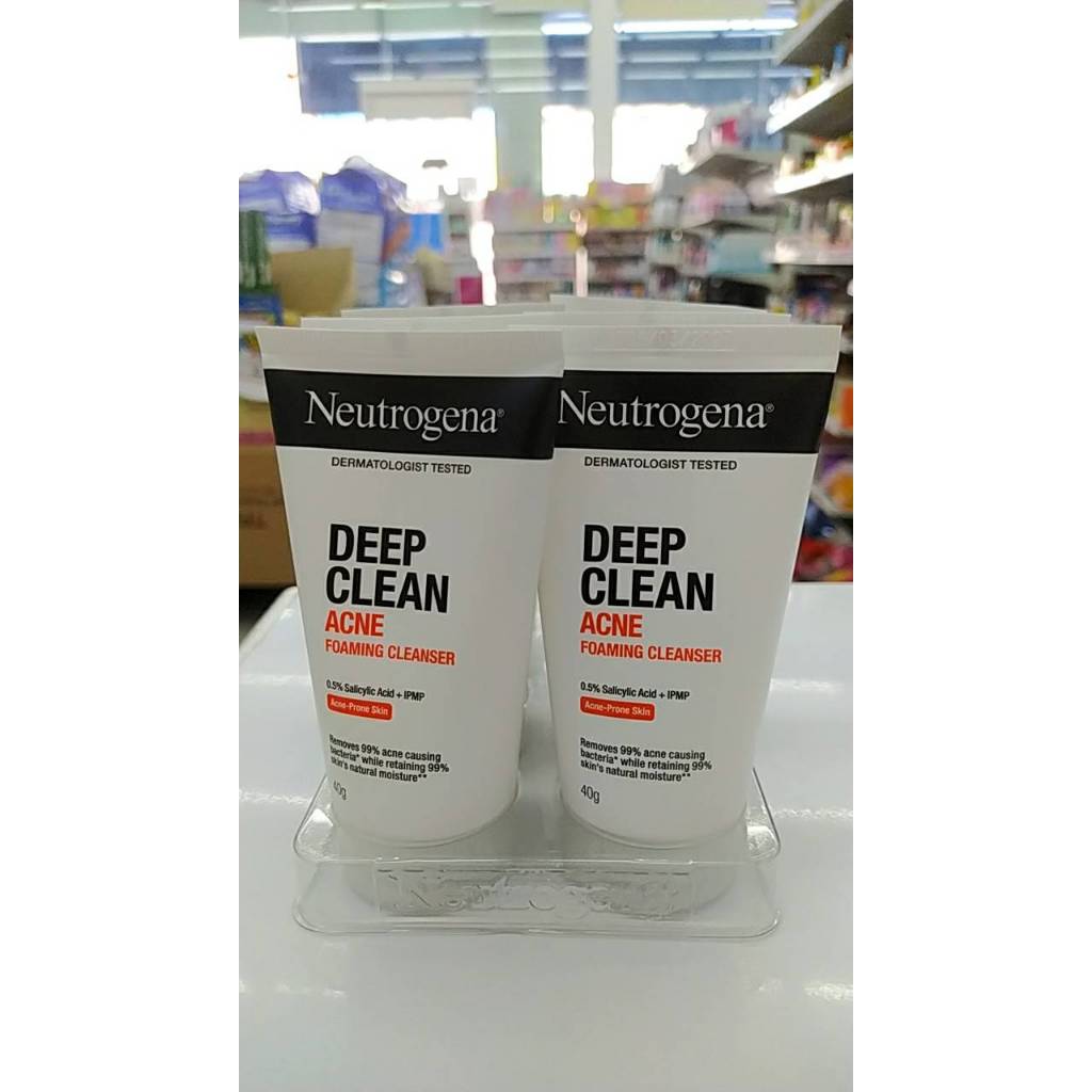 Neutrogena โฟมล้างหน้า นูโทรจีนา ลดสิว ดีพ คลีน แอคเน่ โฟมมิ่ง คลีนเซอร์ 40 กรัม (แพ็กเกจใหม่)