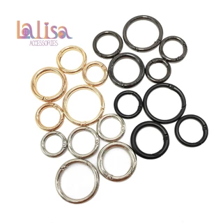 ตะขอกลม ห่วงสปริงพวงกุญแจ ตะขอข้อต่อสายกระเป๋า ห่วงกลมแบบสปริง Alloy O ring (E-2-J,QN-201)