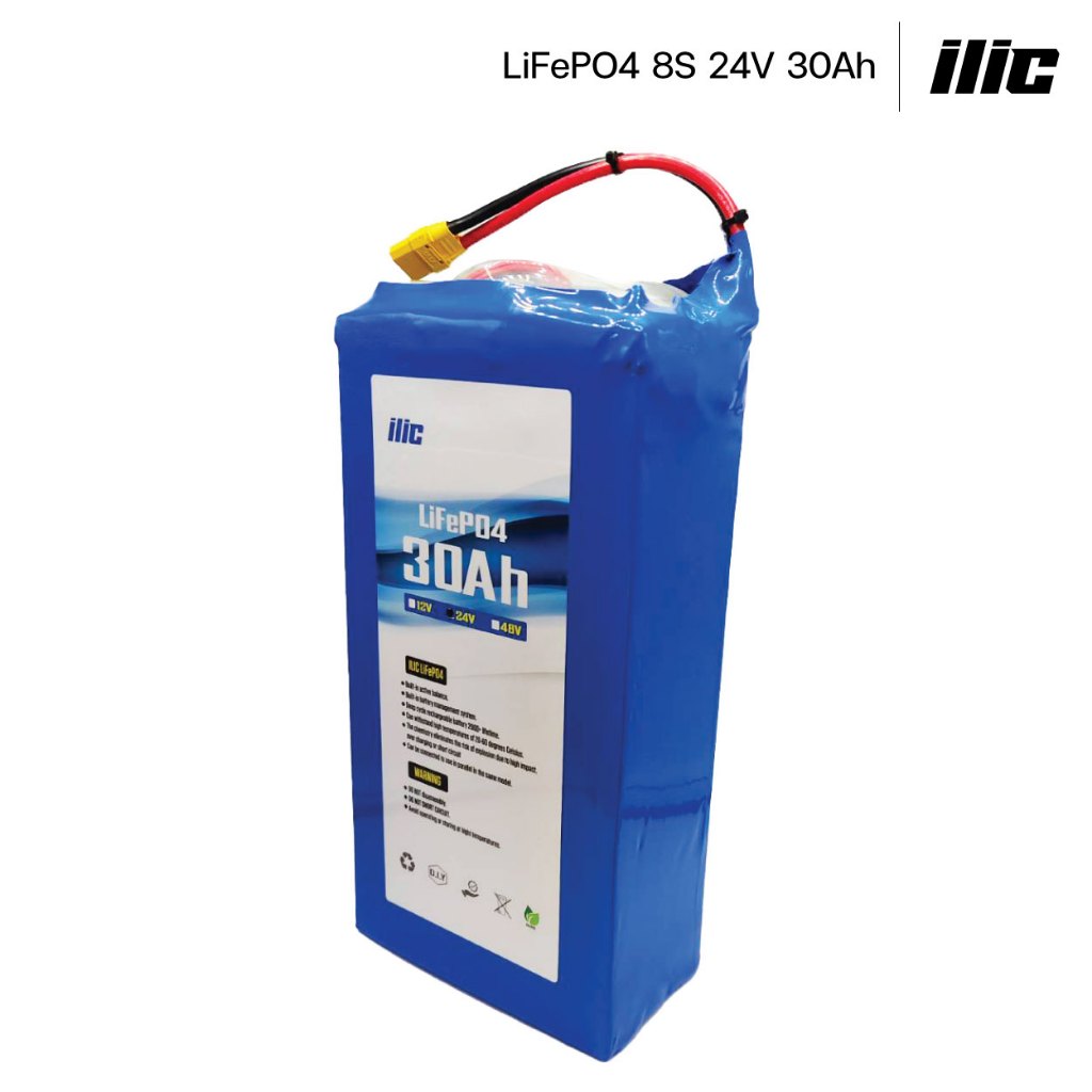 ilic แบตเตอรี่ลิเธียมฟอสเฟต LiFePO4 33138 8S 24V 30Ah  ติดตั้ง BMS