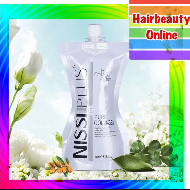 Nissi Plus pure collagen500ml ปราศจากซัลเฟต ทรีทเมนท์คอลลาเจน อาร์แกนออยล์ เคราติน