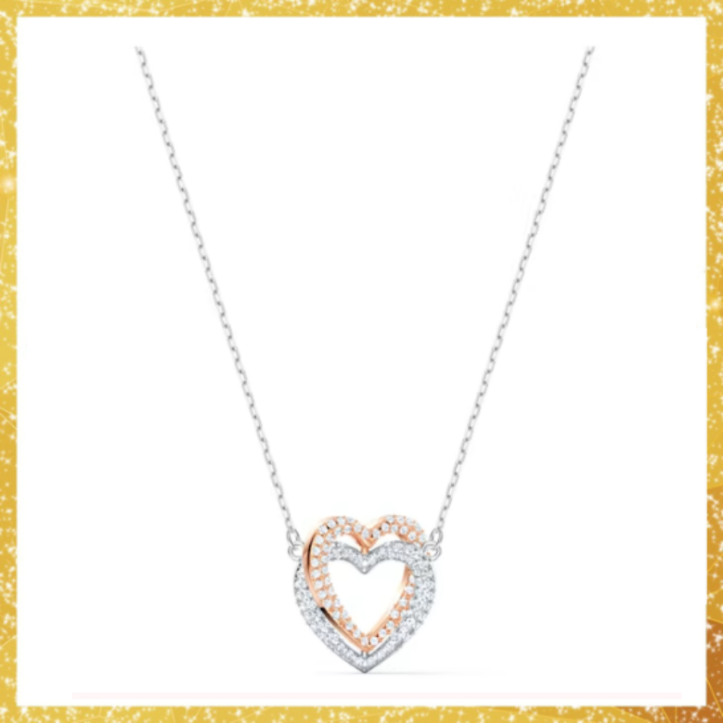 สร้อยคอจี้รูปหัวใจคู่ Double Heart สร้อยคอพร้อมจี้ผู้หญิง ของขวัญสำหรับคนพิเศษ พร้อมส่งสร้อยคอโซ่