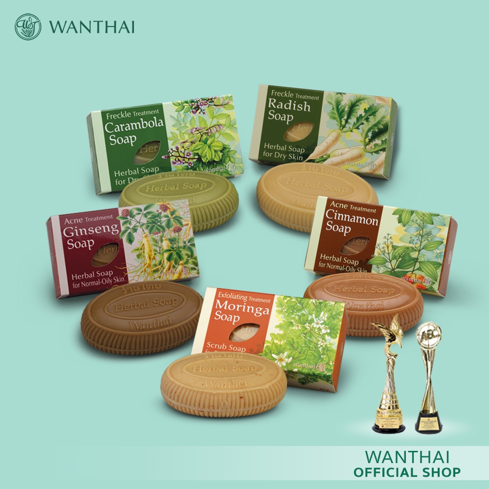 Wanthai (ว่านไทย) 🌿 สบู่สมุนไพร l ลดสิว ฝ้า กระ ผลัดเซลล์ผิว สร้างเซลล์ผิวใหม่ ทำให้ผิวเรียบเนียน กระจ่างใส 80g.