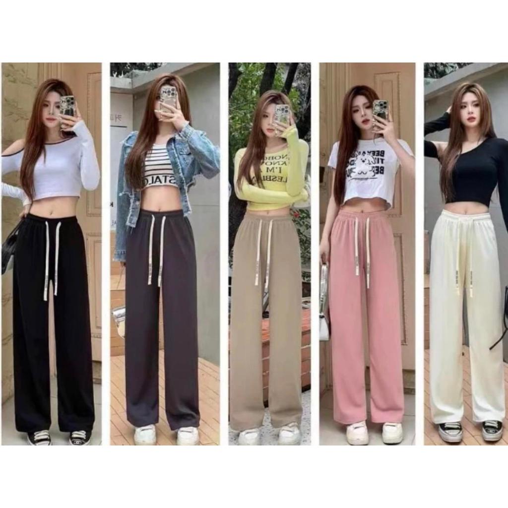 กางเกงขายาวผ้านิ่มยืด B27 สไตล์เกาหลี ใส่สบาย ระบายอากาศได้ดี