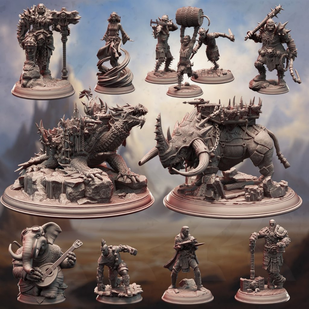 DnD Miniature ชุดการรุกรานของออร์ค โมเดลบอร์ดเกม (งานเรซิ่นยังไม่ลงสี) ฐาน 1-2 นิ้ว