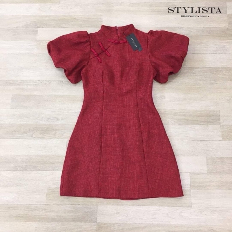 เดรสกี่เพ้าสีแดง ไซส์ M พร้อมส่ง J108