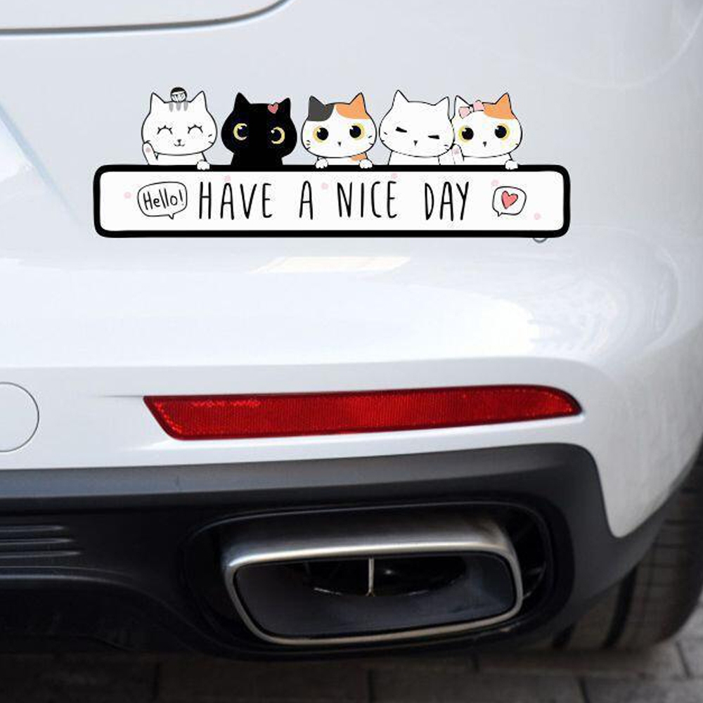HAVE A NICE DAY !! สติกเกอร์แมวน่ารัก กันน้ํา ลายแมวตลก สติ๊กเกอร์ติดรถ สําหรับตกแต่งรถยนต์  สติ๊กเกอร์ปิดรอยขีดข่วน