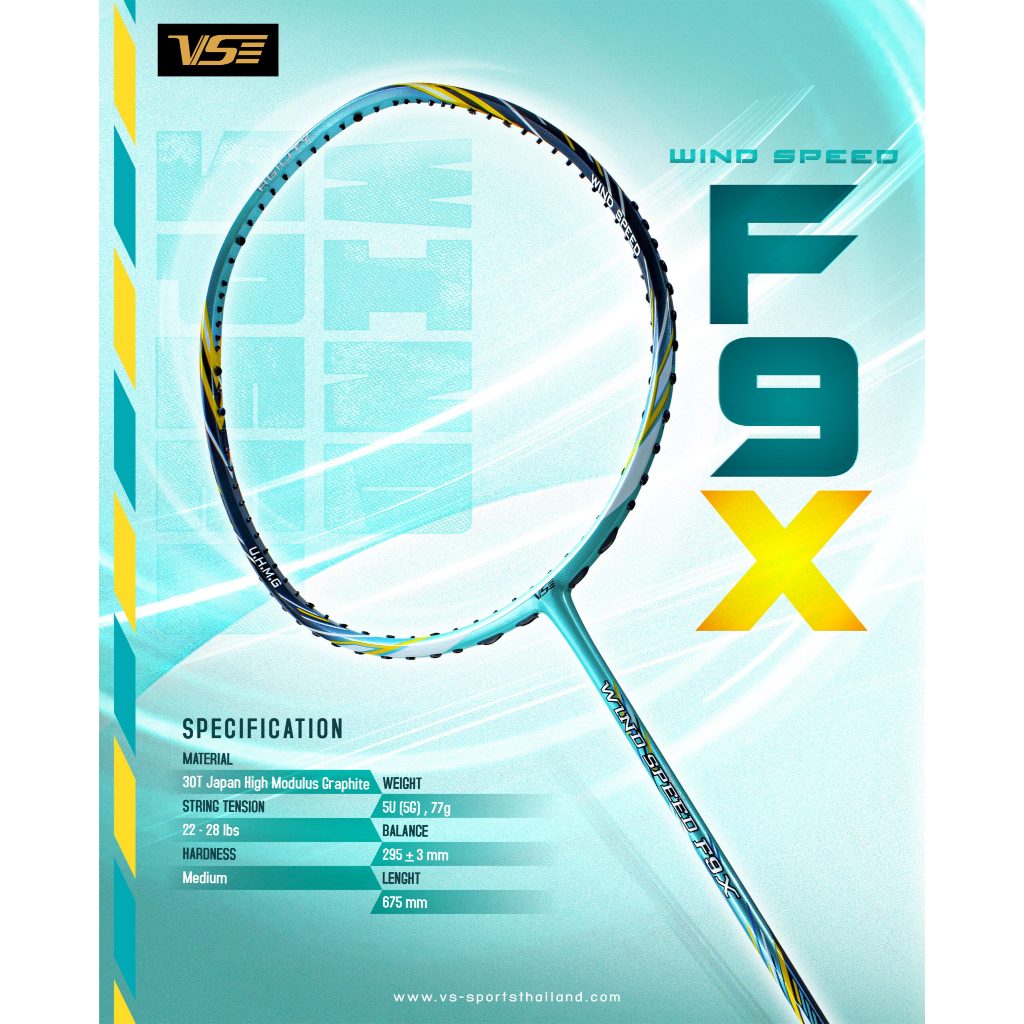 ไม้แบดมินตัน VS WIND SPEED F9X MINT 5U แถมเอ็น พันด้าม ซอง (โปรดอ่านรายละเอียดก่อนสั่ง)