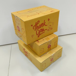 กล่องพัสดุ กล่อง thank you พิมพ์ลายหมีแดง ครบทุกไซร์ 00 0 0+4 A AA 2A B C 2B