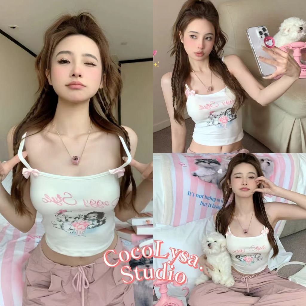 CocoLysa สาวหวานชาวฝรั่งเศสเสื้อชั้นในสีขาวของผู้หญิงใหม่น่ารักโบว์ออกแบบสั้นด้า