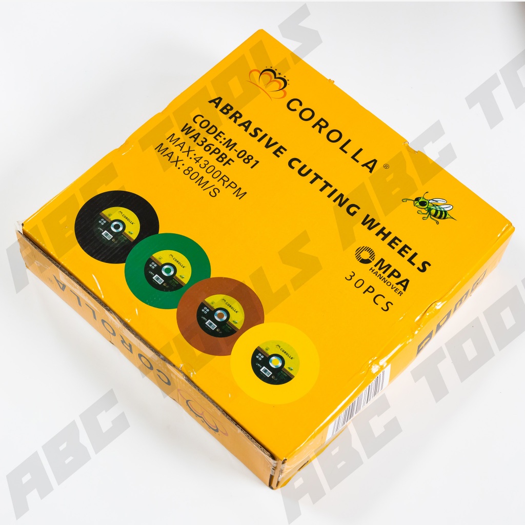 (ขายยกกล่อง 30 แผ่น) แผ่นตัดเหล็ก ขนาด 14 นิ้ว หนา 2.5 มม ตรา COROLLA ผึ้งทอง ใบตัด ตัดสแตนเลส - รูปที่ 4