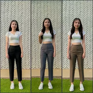 (NT 1)กางเกงทรงกระบอกเล็ก 8 ส่วน ผ้าสโนว์สลาฟ (เอว 25-36) Pants ผู้หญิง