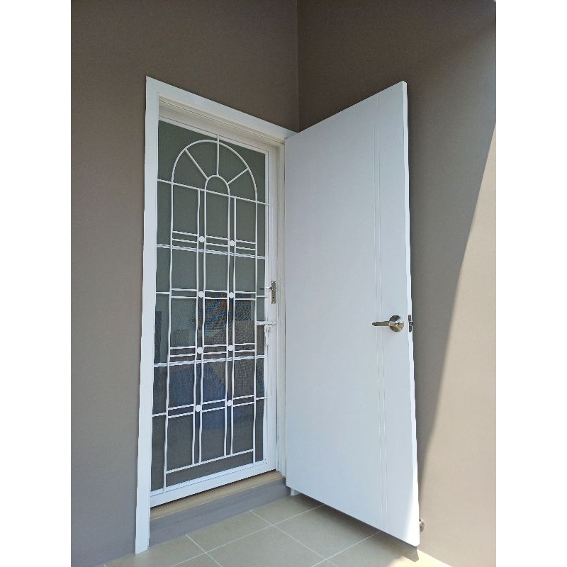 เหล็กดัดประตูราคาถูก พร้อมมุ้งลวด💥สั่งทำตามขนาด รายละเอียดทักแชท📌ขนาดรวมวงกบ