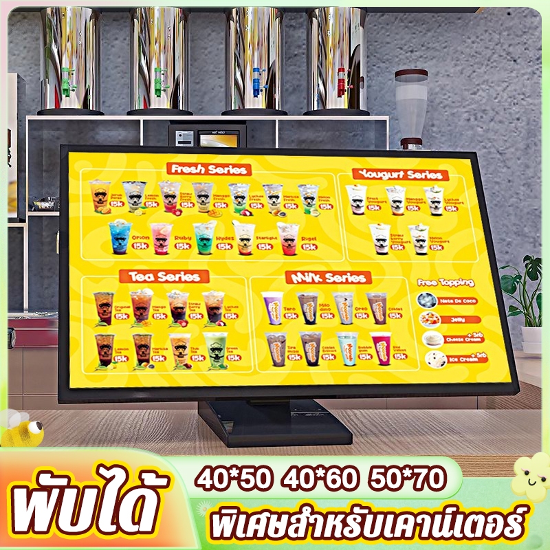 พับได้ ป้ายไฟเมนู สำหรับเคาน์เตอร์ ไฟ LED ที่สว่างเป็นพิเศษ การประหยัดพลังงาน ปรับมุมได้ ป้ายไฟ led ป้ายไฟเมนูอาหาร