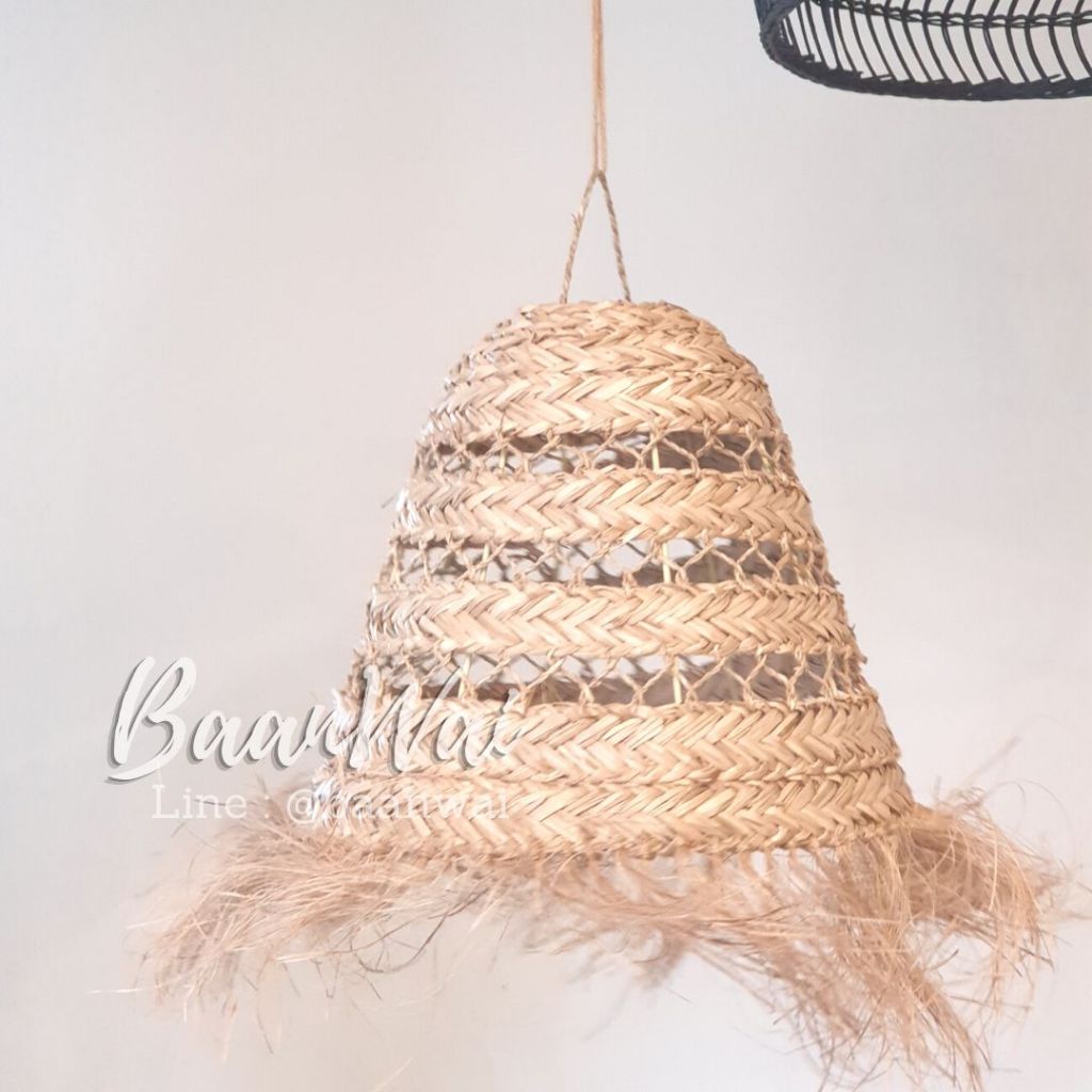 บ้านหวาย-โคมไฟวินเทจ โคมไฟสานฟางหญ้า