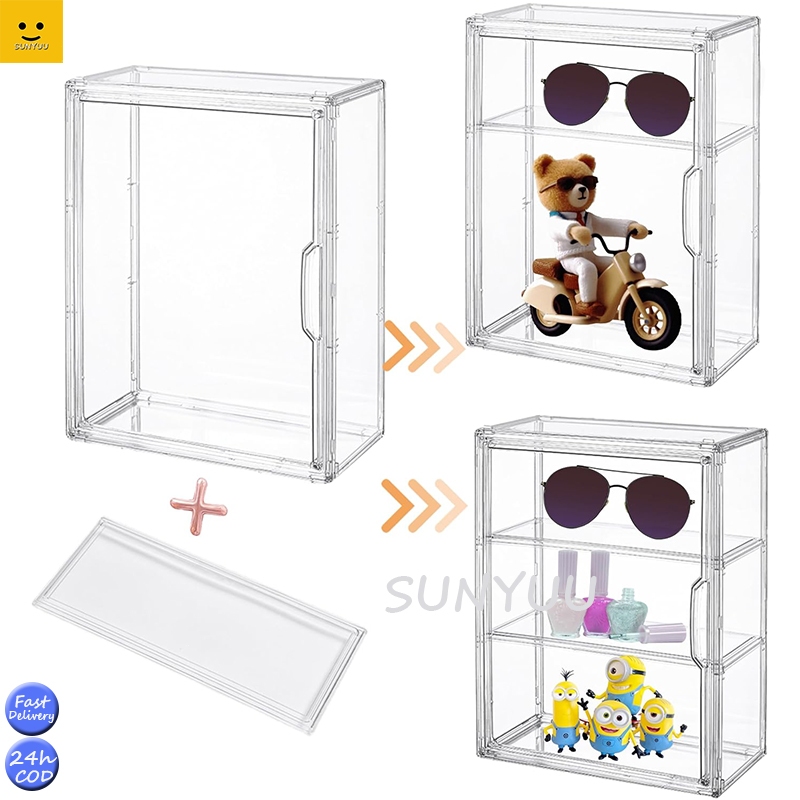 กล่องเก็บโมเดล 3ชั้น ตู้โชว์ติดผนัง ชั้นกล่อง โปร่งใสสูง ปร