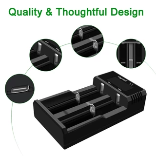 ที่ชาร์จถ่าน Vapcell L2 สำหรับ Li-ion / Ni-MH / Ni-CD ขนาด AA / AAA / 18650 / 18350 / 21700 / 26650
