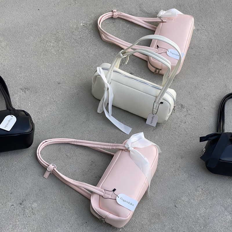 พร้อมส่งครบสี ♡ Bora bag กระเป๋าหนัง ꒰แถมพวงกุญแจโบว์꒱