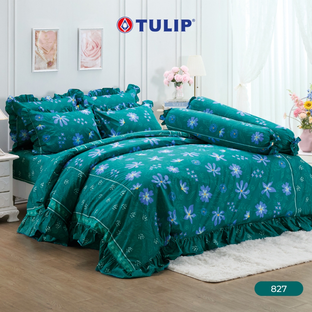 TULIP Cotton Mix พิมพ์ลาย 827 ชุดผ้าปูที่นอน ผ้าห่ม ผ้านวม พิมพ์ลายกราฟิกสวยงาม เนื้อผ้าหนาแน่น