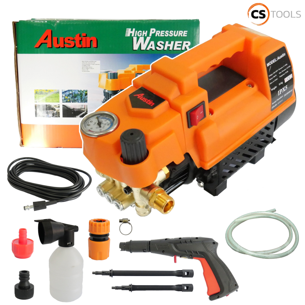 Austin เครื่องฉีดน้ำแรงดันสูง 300 บาร์ รุ่น HM-V99 อุปกรณ์ฉีดน้ำ อัดฉีด แรงดันสูง สาย10.5 เมตร(มาตรฐ