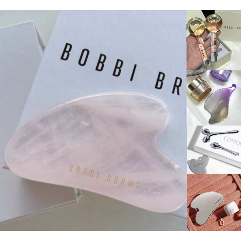 กัวซาหินแท้ท้าให้ลอง B0BBI BROWN หินนวดหน้า กัวซา หินกัวซา นวดหน้า ROSE Quartz Guasha ลูกกลิ้งหน้า เครื่องสำอางแบรด์เนม
