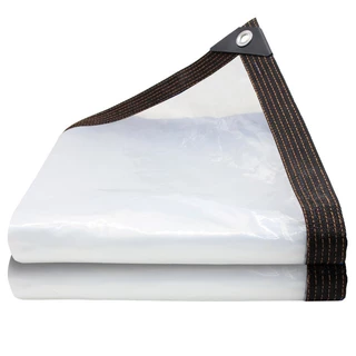 ผ้าใบกันฝน กันแดด สีใส พร้อมห่วงตาไก่ ติดตั้งง่าย Canvas For Rain And Sun Protection, Clear Color, With Eyelets