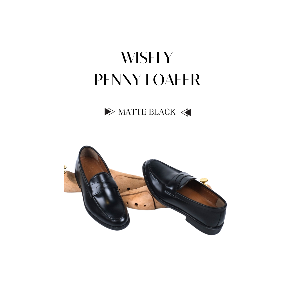 Penny Loafers - wisely All black (matte black) รองเท้าหนังวัวแท้