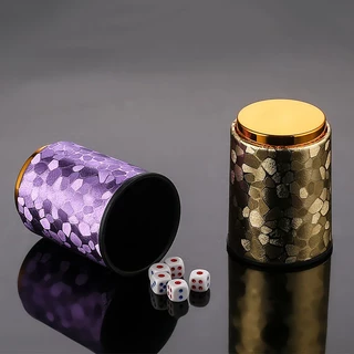 ประบอกเต๋าโกหก ไนท์คลับ Dice cup พร้อมลูกเต๋า 6ลูก ถ้วยลูกเต๋าหนังด้านบนสีทอง