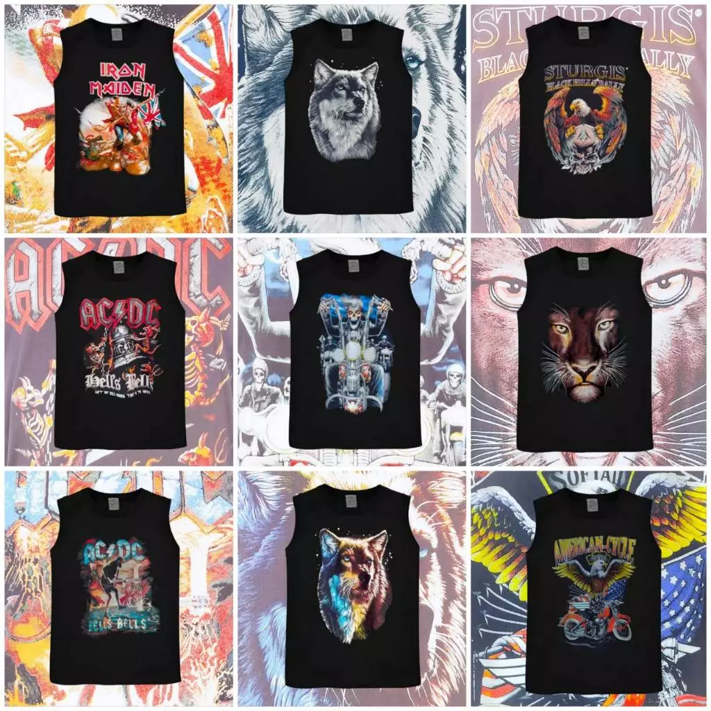เสื้อแขนกุดเสื้อกล้ามลายวินเทจลายACDC เสื้อผู้ใหญ่มือ1