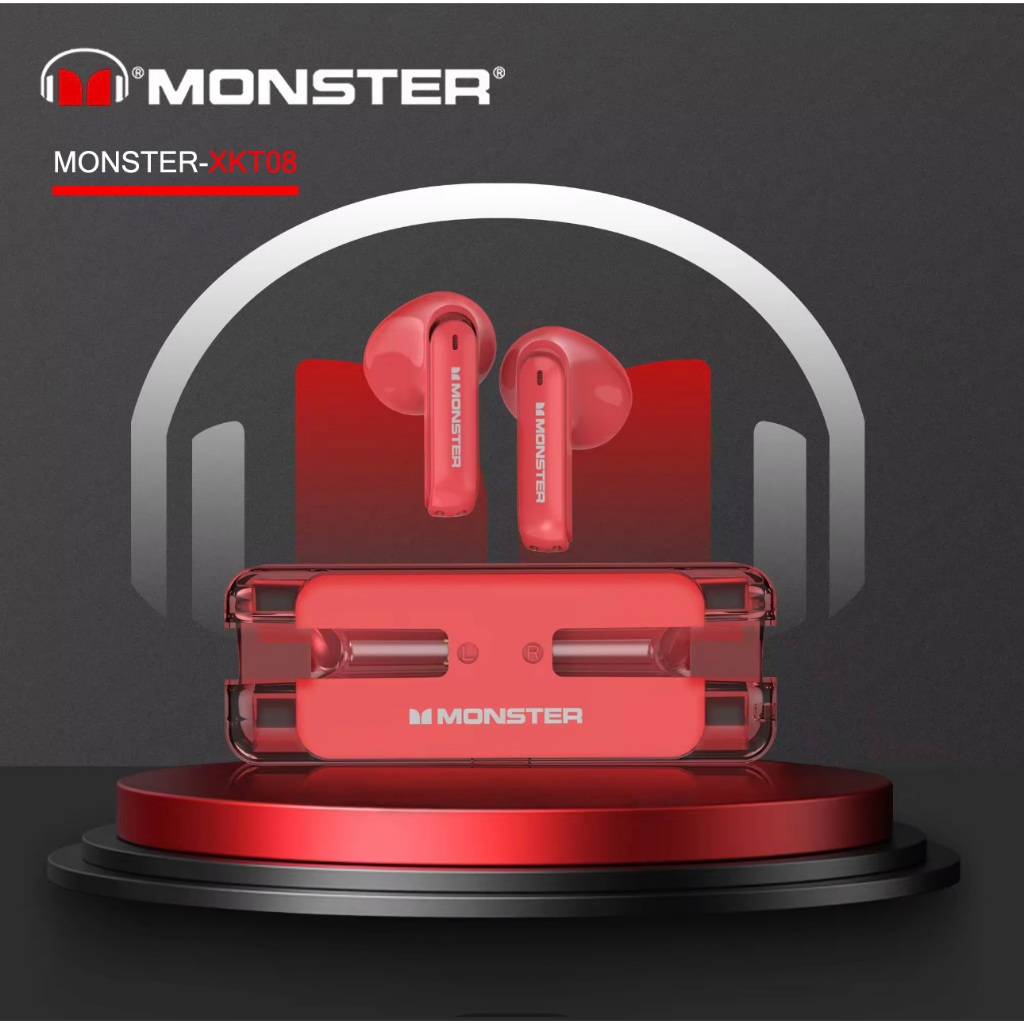 MonsterTWS XKT08 หูฟังบลูทูธไร้สาย BT5.3 Noise Cancelling  หน้าตาสุดคลาสสิค พกพาสะดวกต่อการใช้งาน สินค้ามีการรับประกัน