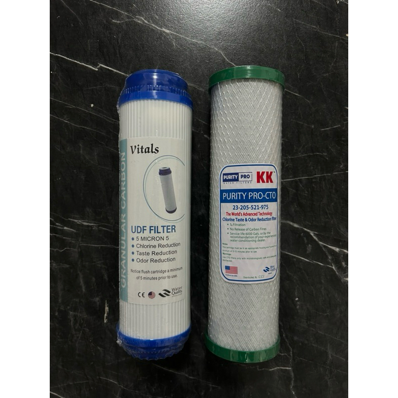 ไส้กรองน้ำ 2 ขั้นตอน 10 นิ้ว คาร์บอนเกร็ด+คาร์บอนอัดแท่ง 10 ชุด (GAC + Carbon CTO) ชุดคุ้มค่าราคาประหยัด 5 ไมครอน