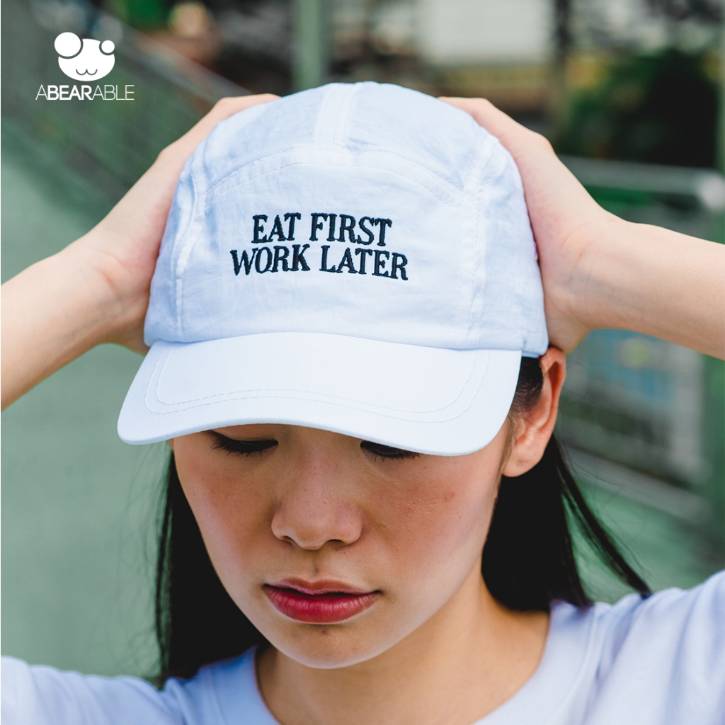 ABEARABLE - EAT FIRST WORK LATER, Nylon Cap (White)