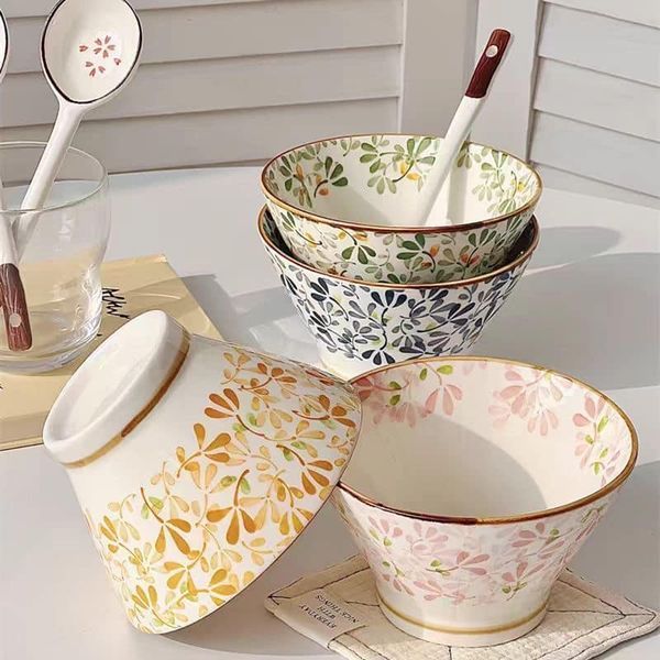 ถ้วยแบ่ง ถ้วยซุป ขนาด 5 นิ้ว ลายดอกไม้ ceramic bowl ทำจากเซรามิคเนื้อดี เข้าเตาอบ และ ไมโครเวฟได้