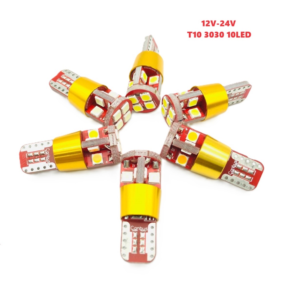 ไฟหรี่ มอเตอร์ไซค์ รถยนต์ รถใหญ่ หกล้อ สิบล้อ ขั้วเสียบเล็ก T10 3030 12led 12v/24v 1 pair